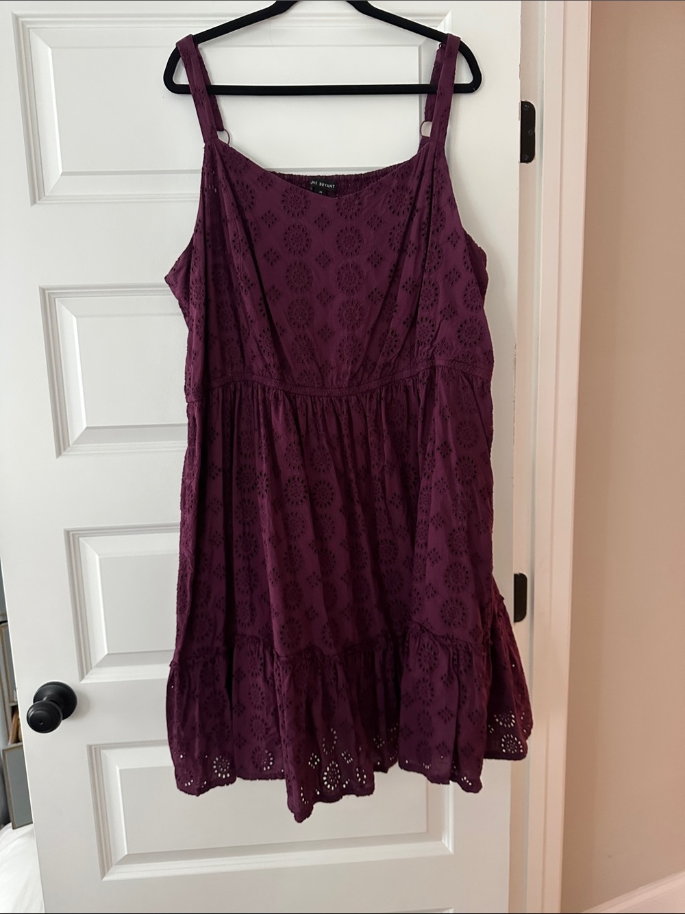 Lane Bryant Plum Eyelet Tiered Mini Dress